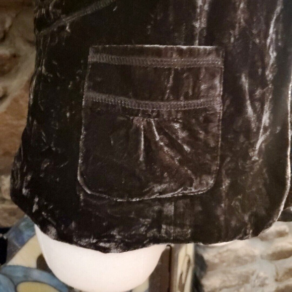 LIZ CLAIBORNE AXCESS Blazer Jacket Coat BROWN VELVET Victorian Bias Cut WOMENS M - Picture 6 of 10